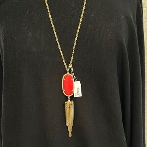 Kendra Scott Gold Necklace with Red Pendant